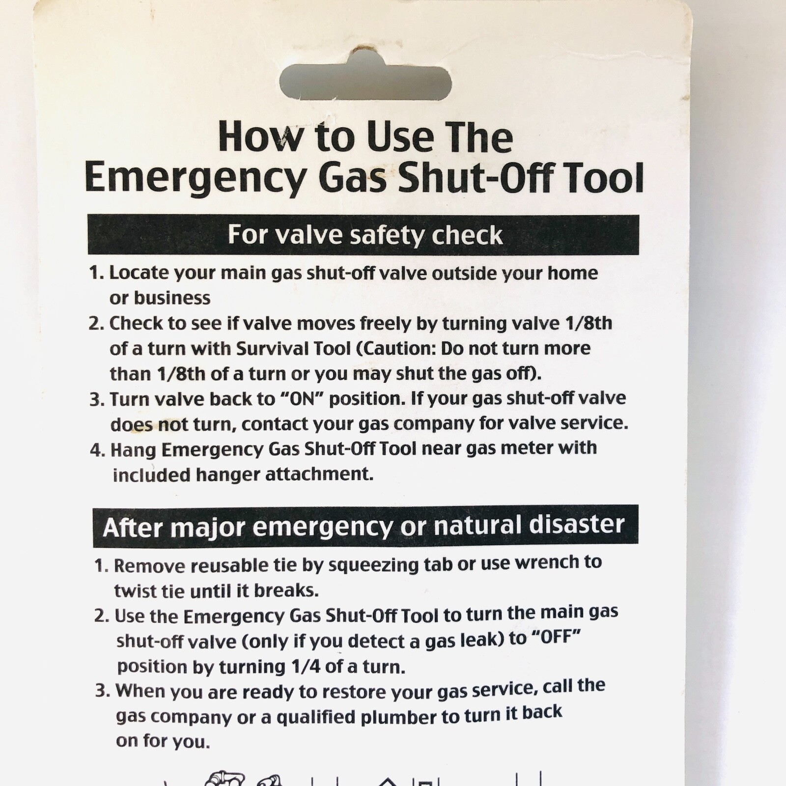 Emergency Gas Water Main Valve Shut-off Wrench Tool Plumbing Survival 1/2 & 3/4"