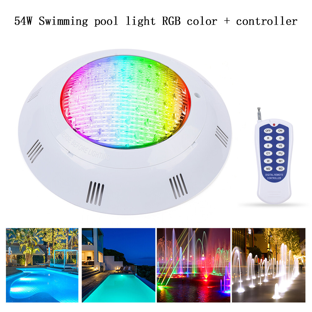 12V 54W Swimming Pool RGB LED Lights Spa Underwater Light Waterproof IP68 Lamp