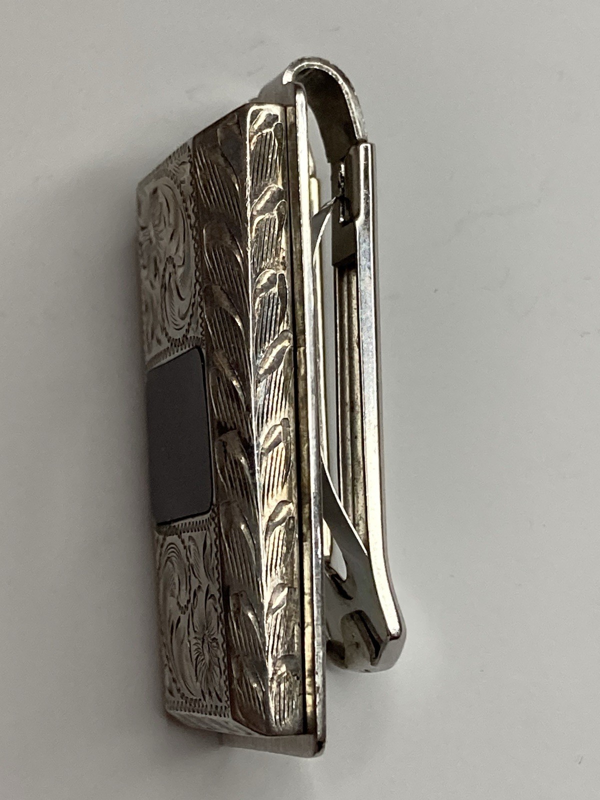 DIABLO~Sterling Silver Money Clip 2"x1”(40 grams) “GAMBOLEER”~USA Hand Engraved