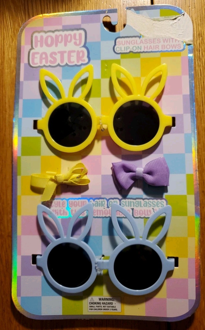 Hoppy Easter Girl's Bunny Rabbit 🐇 Novelty Sunglasses with Clip-on Hair Bows