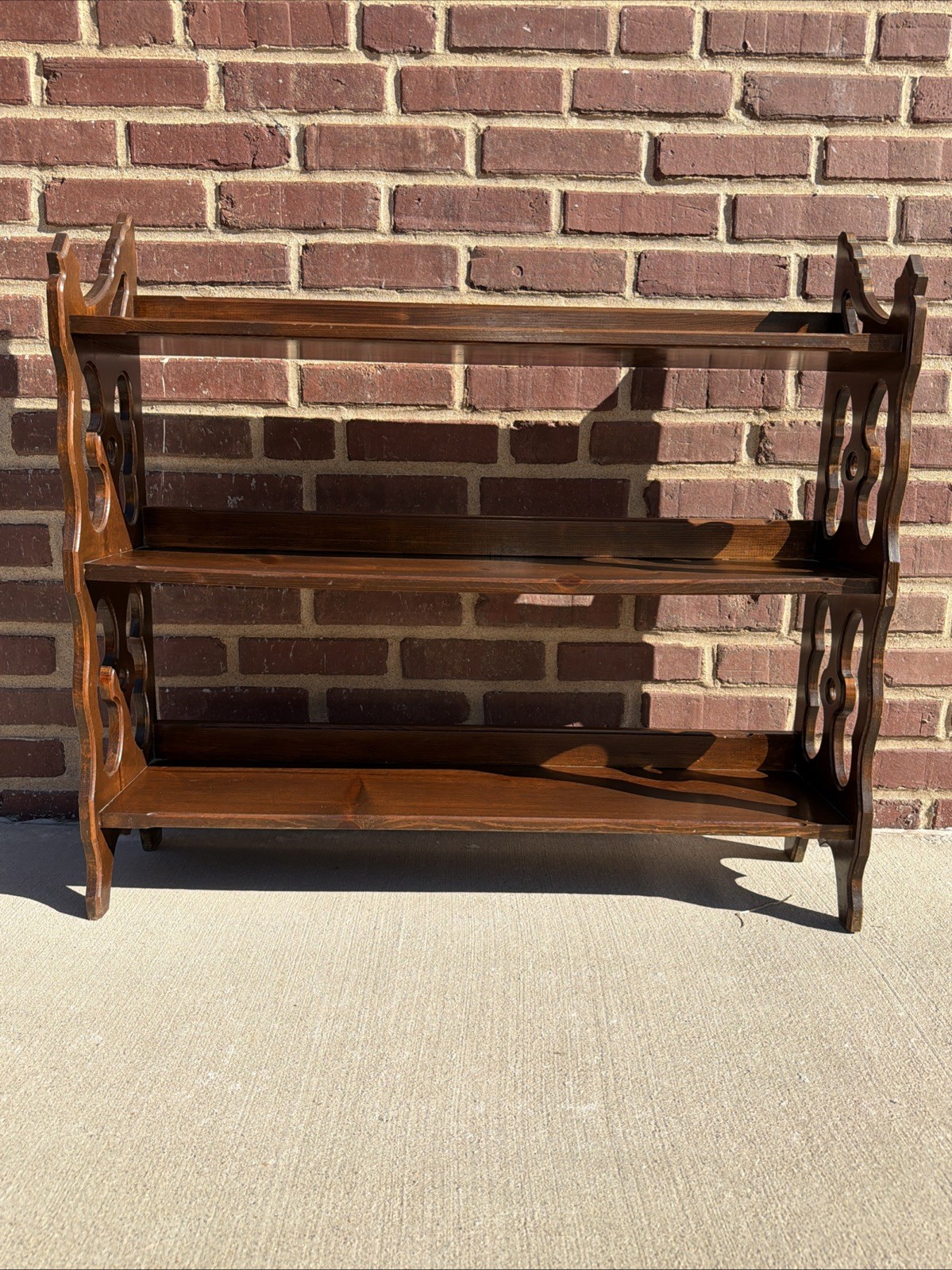 Antique 3 Shelf Wood Bookshelf, Victorian 37”L 33.5”H 9”D