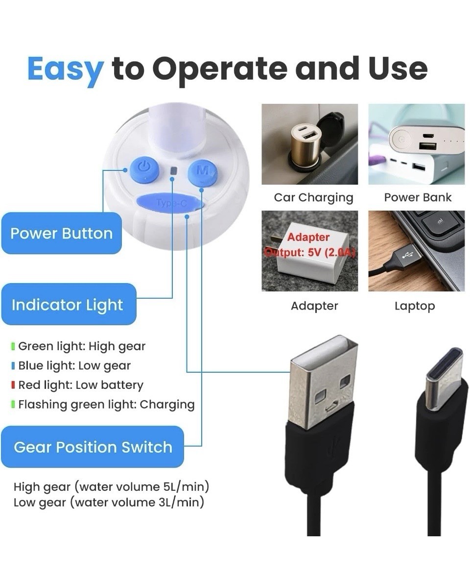 Ann Katy Portable Camping Shower Set Outdoor Camp Electric Pump Rechargeable NEW