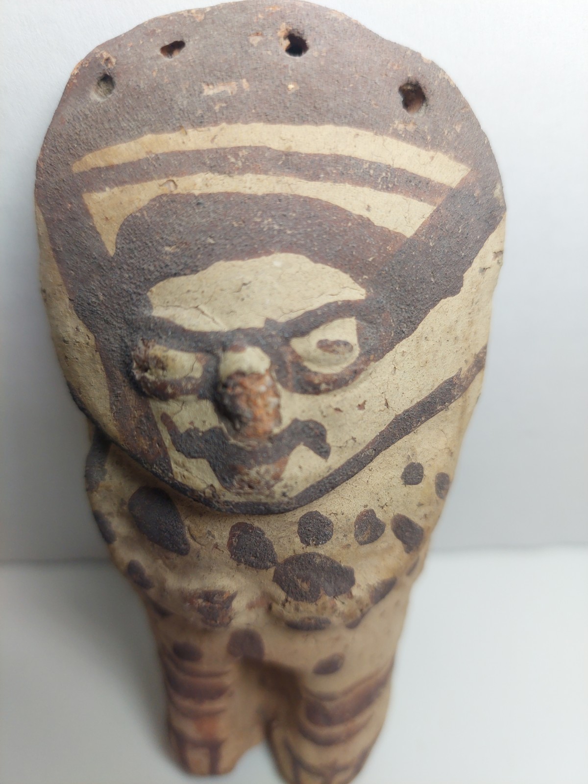 Pre-Columbian Chancay Peruvian Slip Painted Pottery Cuchimilco Figure 1200-1450