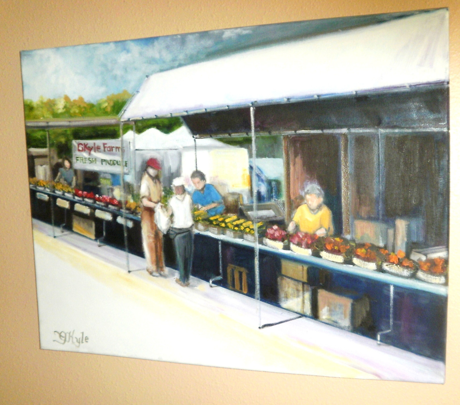 Florida Scene Volusia County Fairgrounds Farmers Market Oil Painting
