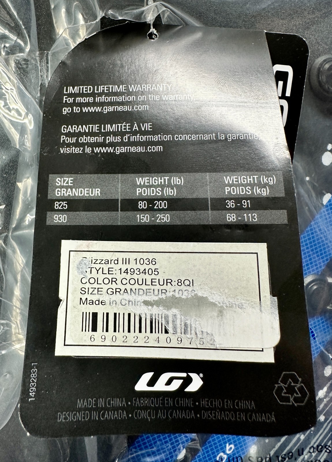 Garneau Boa Mens Blizzard III Snowshoes Blue/Black Size 1036 (User 200-300lbs)