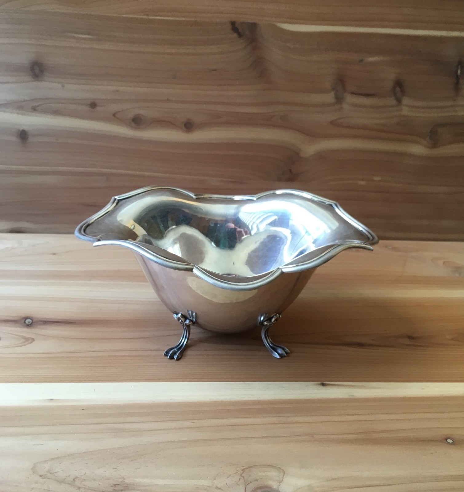 Antique / Vintage "Claw Footed" Sterling Silver Bowl Nut Dish, ASW=5.18 OUNCES