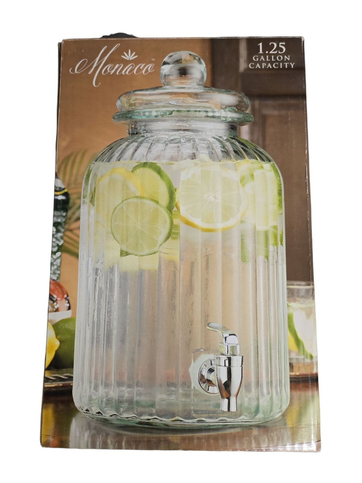 Monaco 1.25 Gallon Glass Beverage Dispenser with Metal Spigot – Infuser-Ready