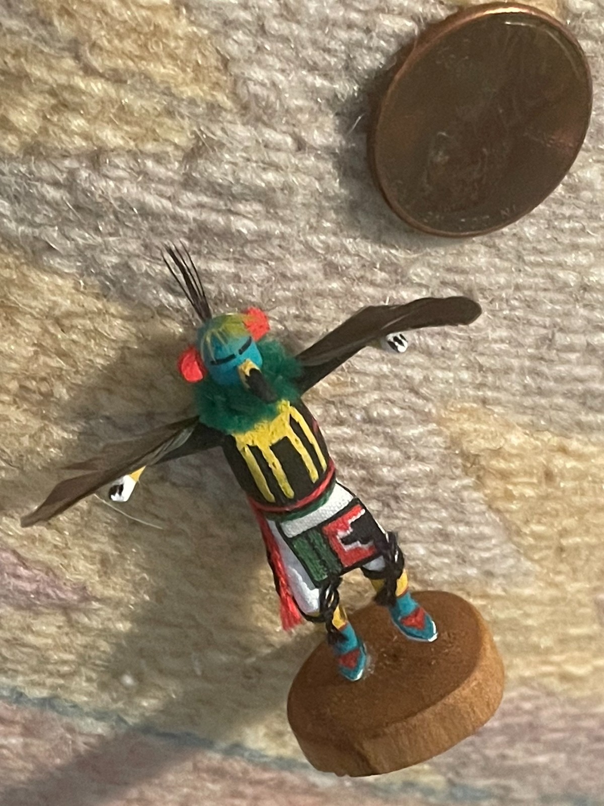 TINY ART-MINIATURE-NATIVE AMERICAN-KACHINA-SIGNED HOPI EAGLE '99-NEW CONDITION
