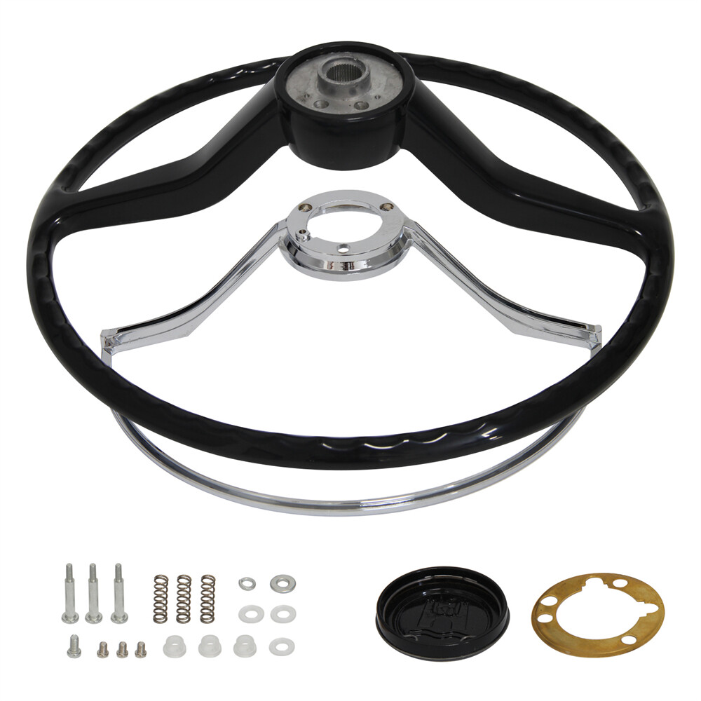 Black Steering Wheel with Horn Button Ring For 1962-1971 Volkswagen Models