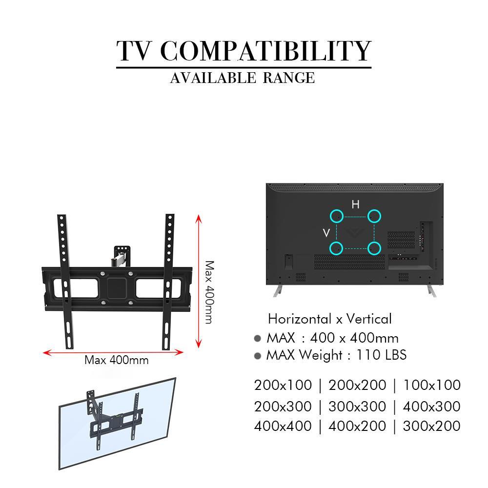 Home Adjustable Full Motion TV Wall Mount Bracket 26 32 36 37 42 46 47 50 52 55"