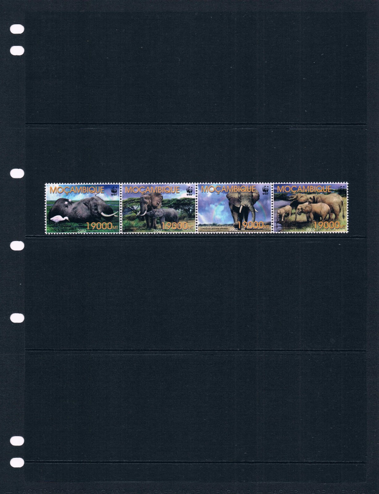 $8.50 Scott Value - 2002 MOZAMBIQUE Elephants African Wildlife CV MNH NH UMM