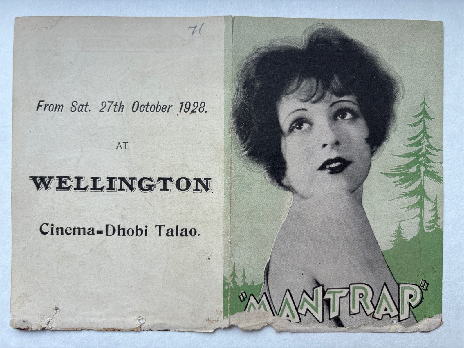 MANTRAP Original Herald 1926 3 1/2"x5" Clara Bow Movie Poster Art 02