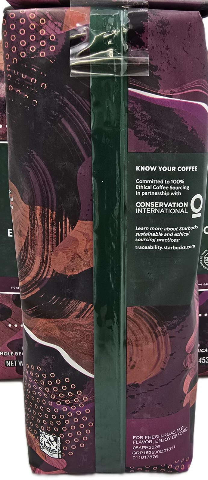 Starbucks Decaf Espresso Dark Roast Whole Bean Coffee 1lb/16oz Bag BB 05APR2026