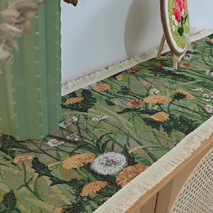 Table Runner 63 Inches Long Boho Floral Table Decor with Tassels for Party House