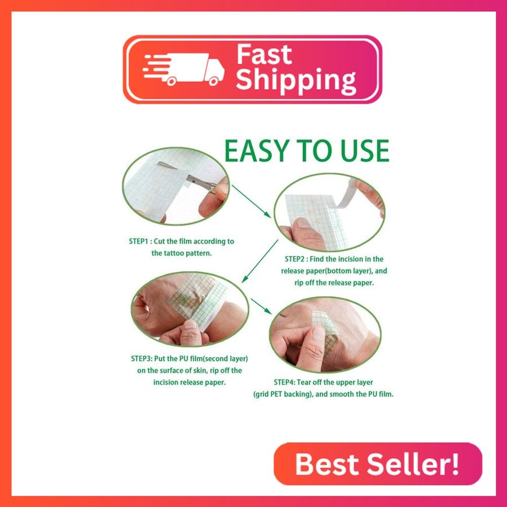 Flatoedu Tattoo Aftercare Bandage Roll 6" x 2 Yard - Waterproof Transparent Film