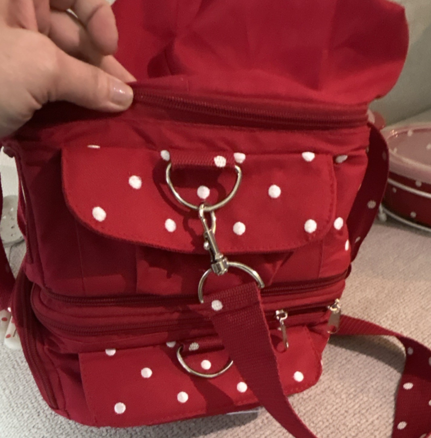 Temp-tations Presentable Ovenware Red Polka Dot Pans, Lids, Racks, Carrier