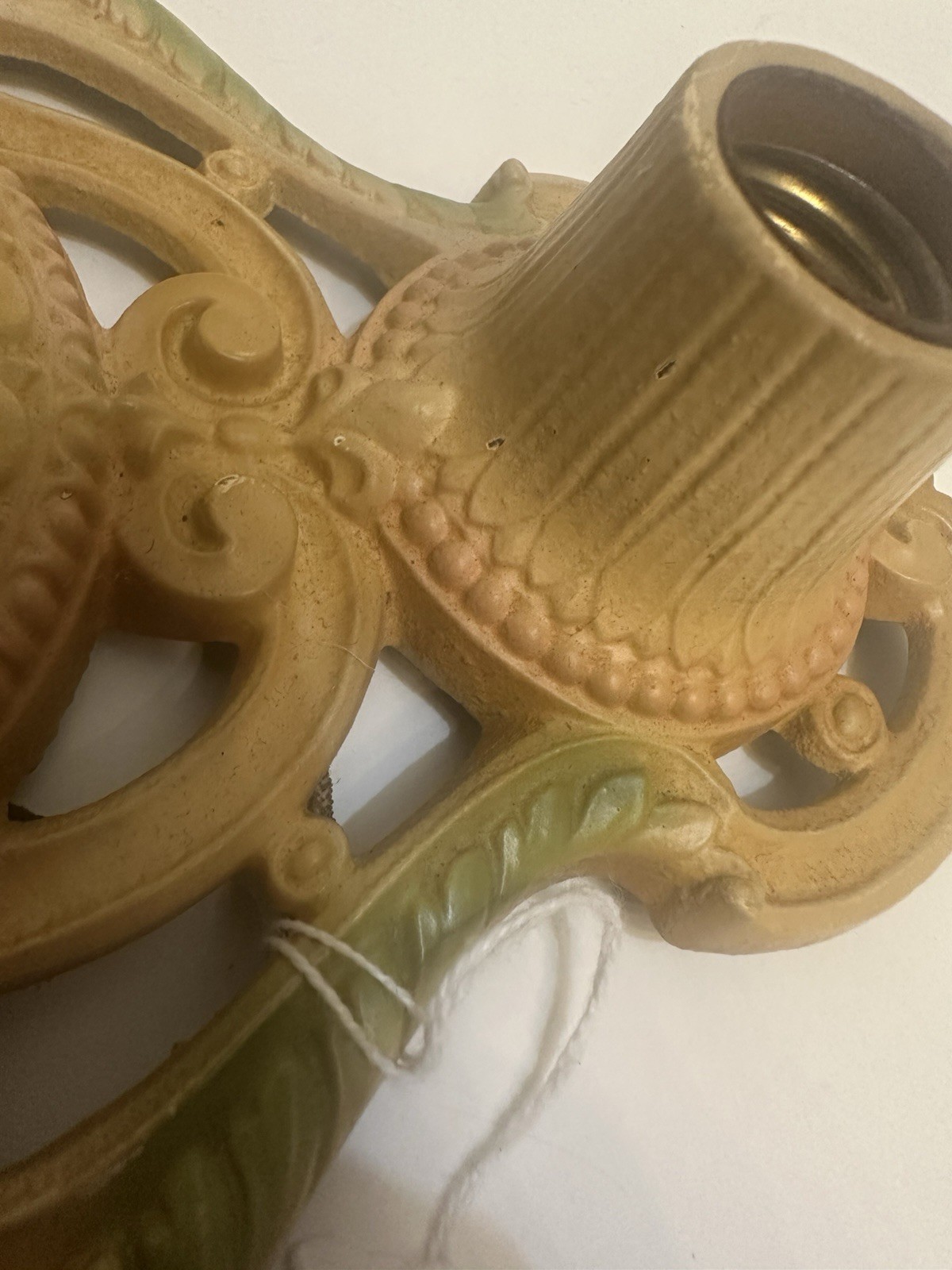 Antique art deco flat mount ceiling 2 light fixture with double light Late 1800s