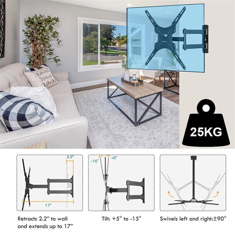 FULL MOTION LCD LED TV WALL MOUNT BRACKET SWIVEL TILT 26 32 36 37 40 42 46 50 55