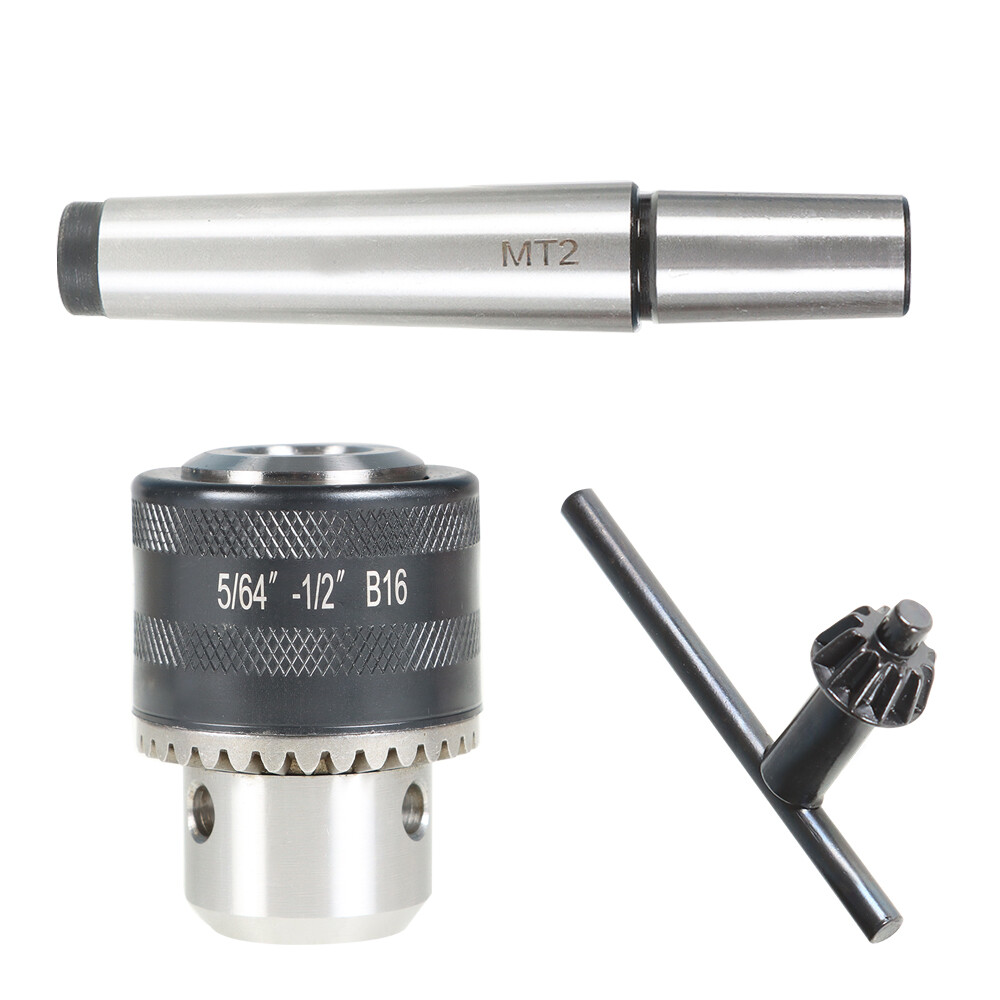 5/64'' to 1/2'' Drill Chuck Tool With MT2 Morse Taper Arbor and Key For Lathe
