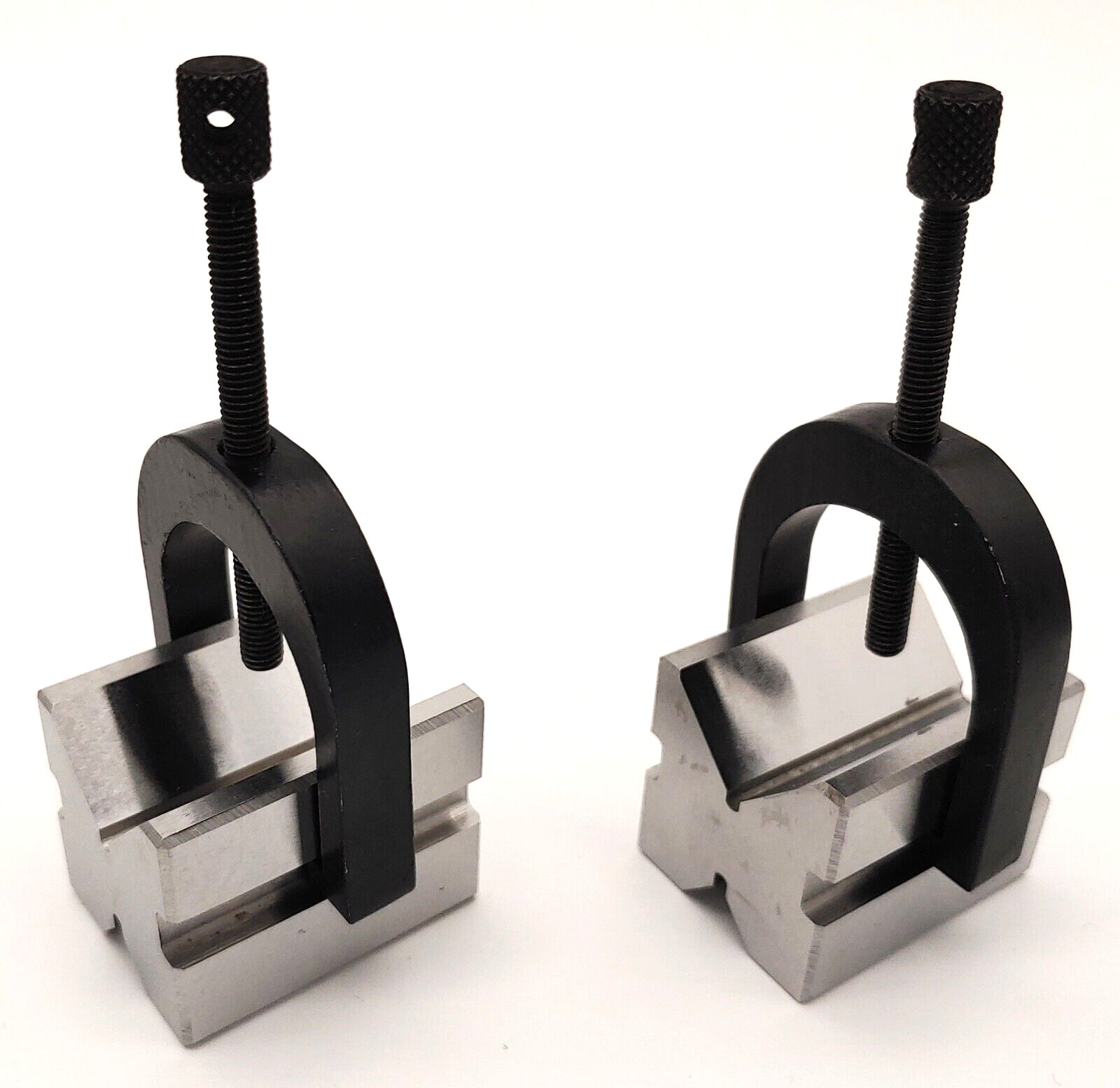 Precision Machinist's Steel V-Block Matched Set + Clamps 1-5/8" x 1-1/4" NEW