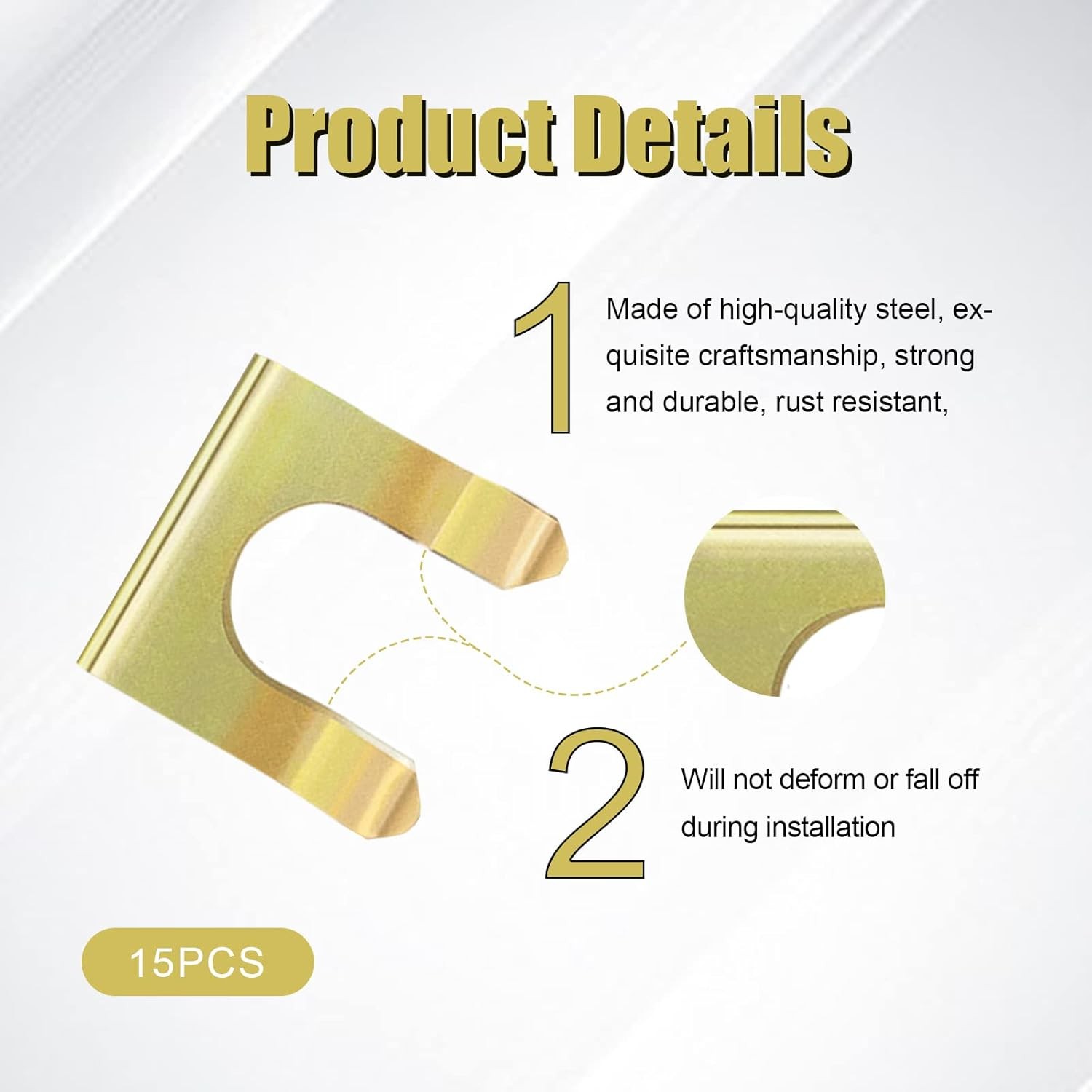 15 Pieces Brake Line Clips Metal Retainer U Shaped, Gray