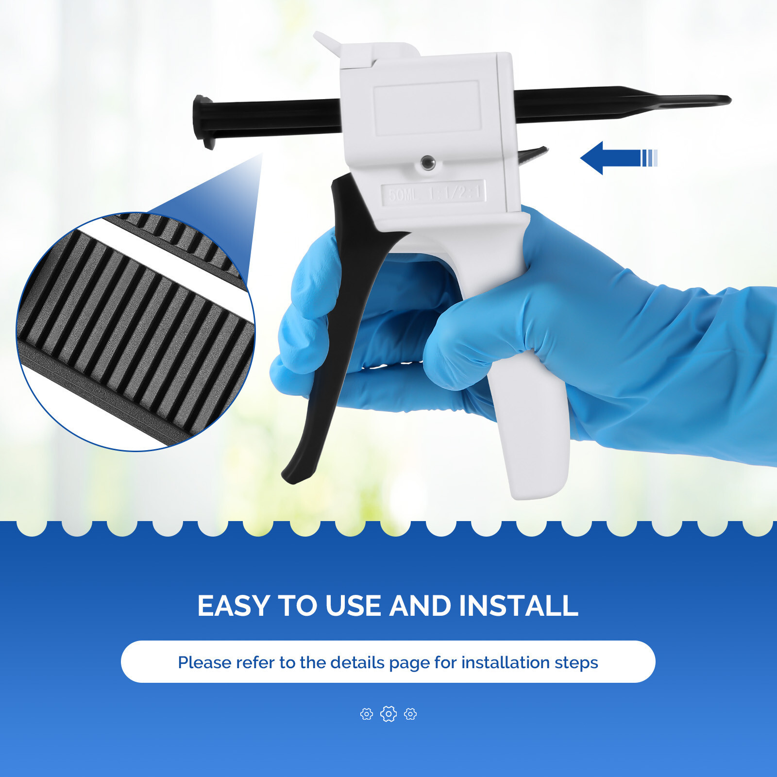 Dental Impression Materials Mixing Dispensing Dispenser Gun 1:1 / 2:1 50ml