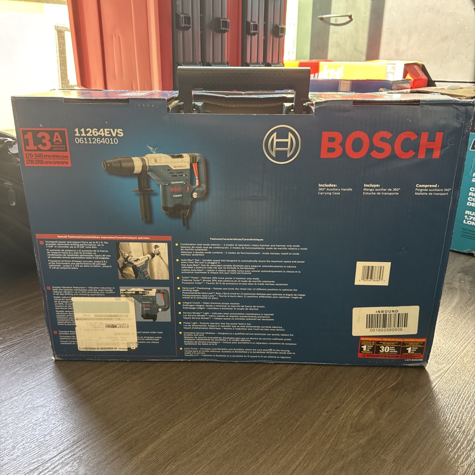 Bosch 11264EVS 13 Amp Corded 1-5/8 in SDS-Max Variable Speed Rotary Hammer Drill