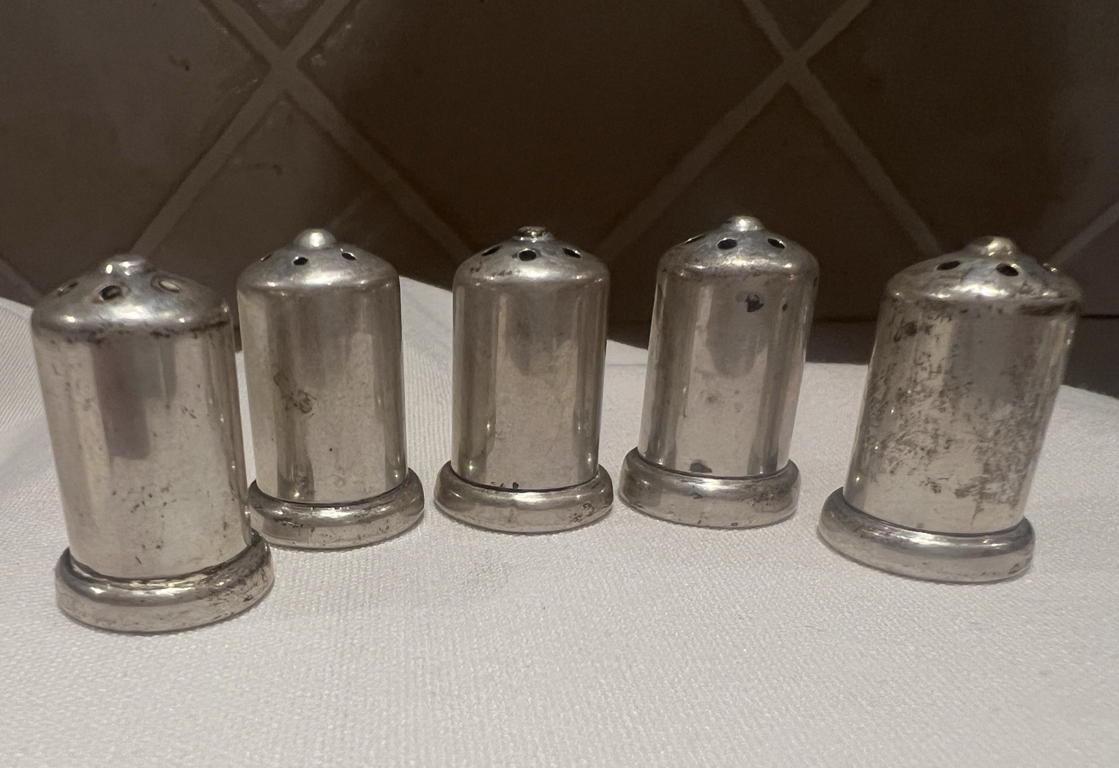 Five Vintage Sterling 488 Miniature Salt and Pepper Shakers 1"