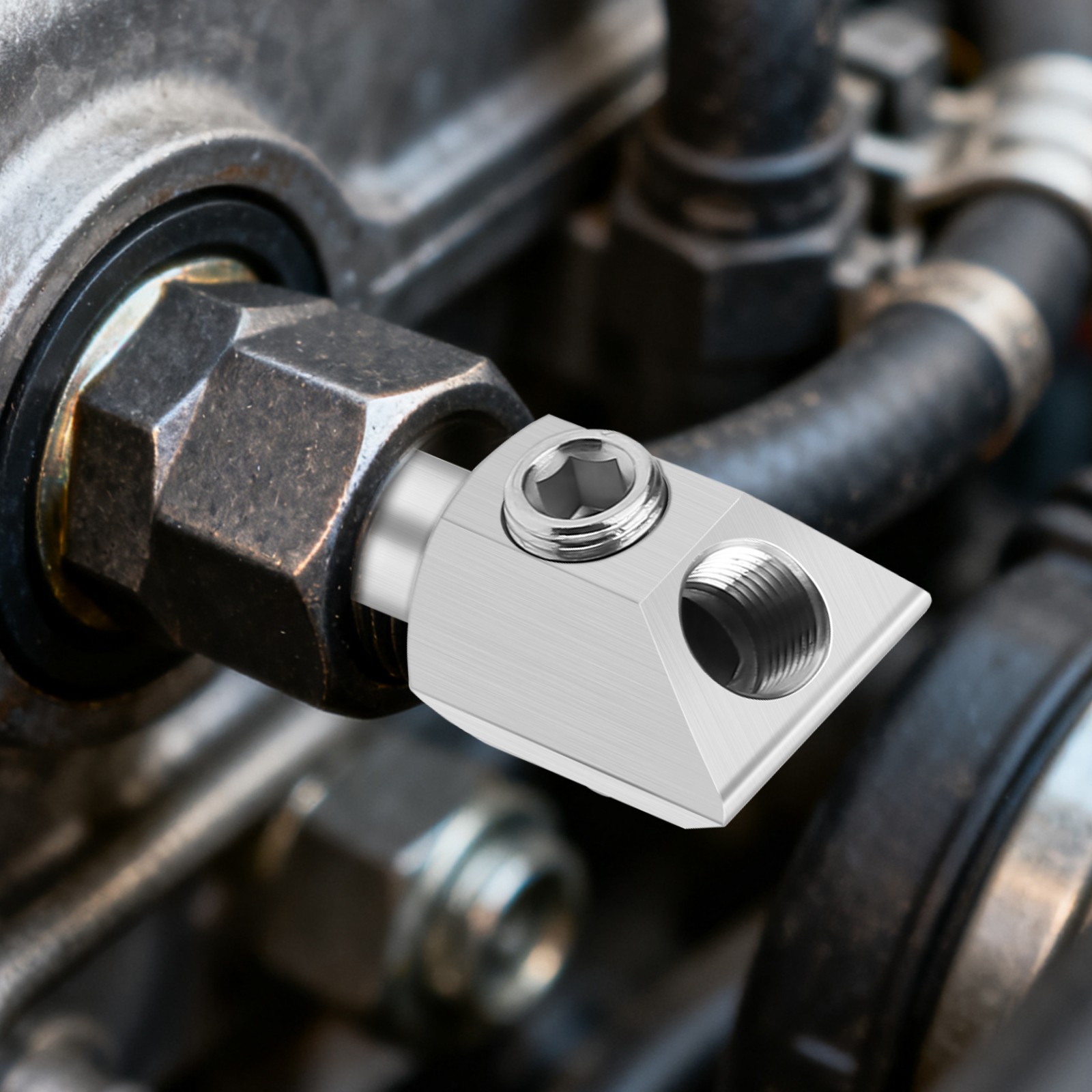 1/8" NPT Oil Pressure Sensor Tee port Thread Adapter for GM/Chevy 305/350 Engine