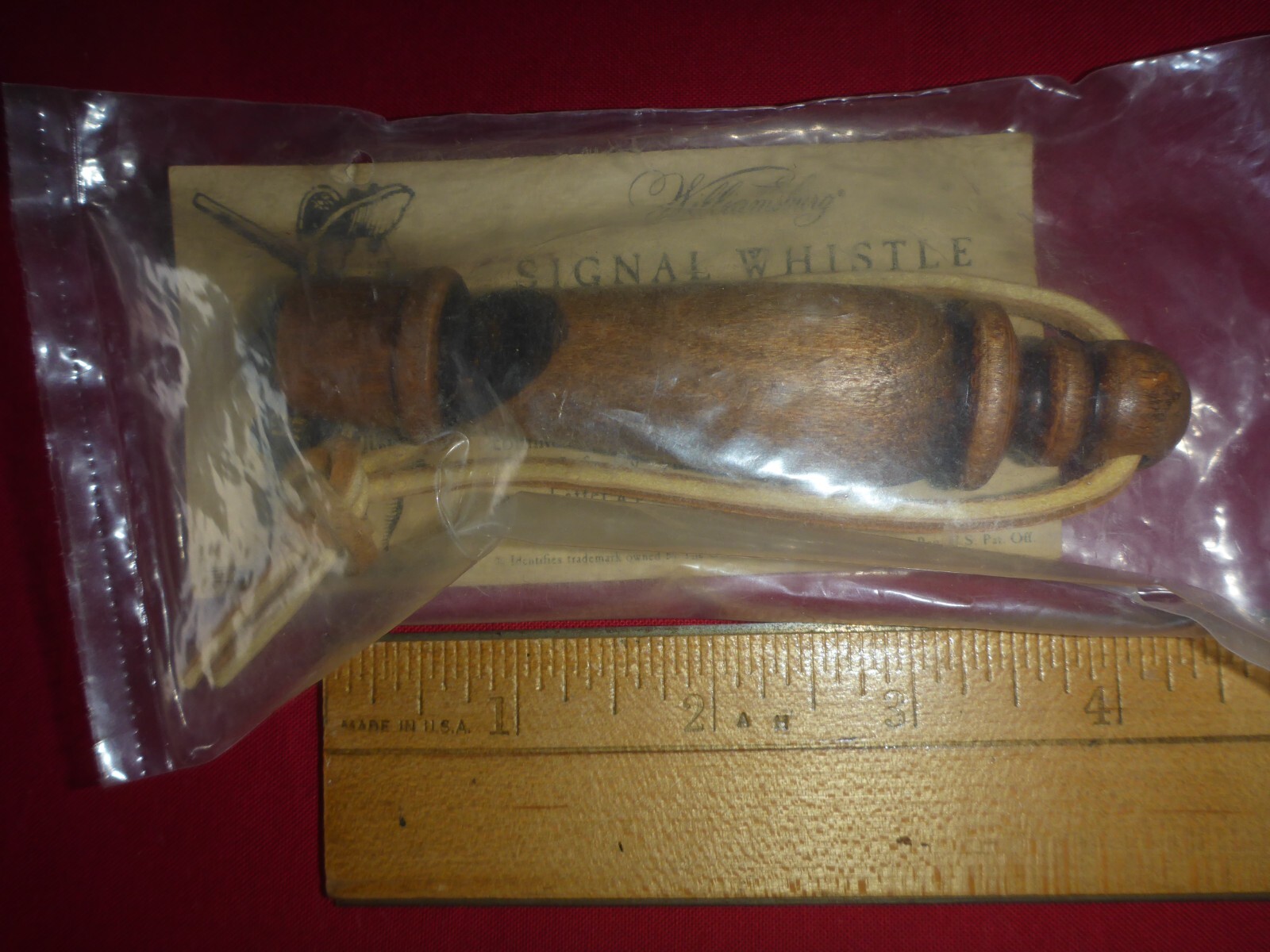 Vintage Solid Wood Infantry Signal Whistle New Sealed Williamsburg Turned Wooden