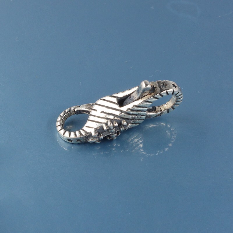 Sterling Silver Double Openings Lily Stripes Lobster Claw Clasp Connector #44072