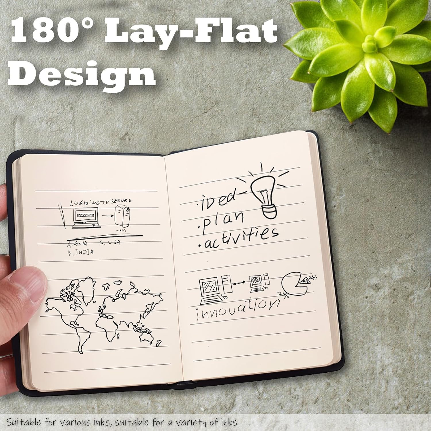 4 Pack Pocket Notebook Small Notebook, 3" x 4.4" Journal Notebook Hardcover with