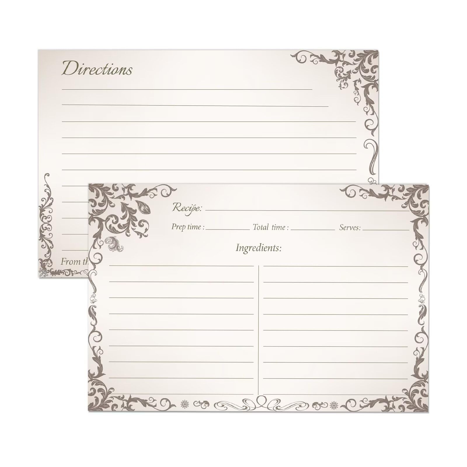 4X6 Blank Recipe Cards (60-Pack) - Line Art Design for Cooking, Bridal Showers,