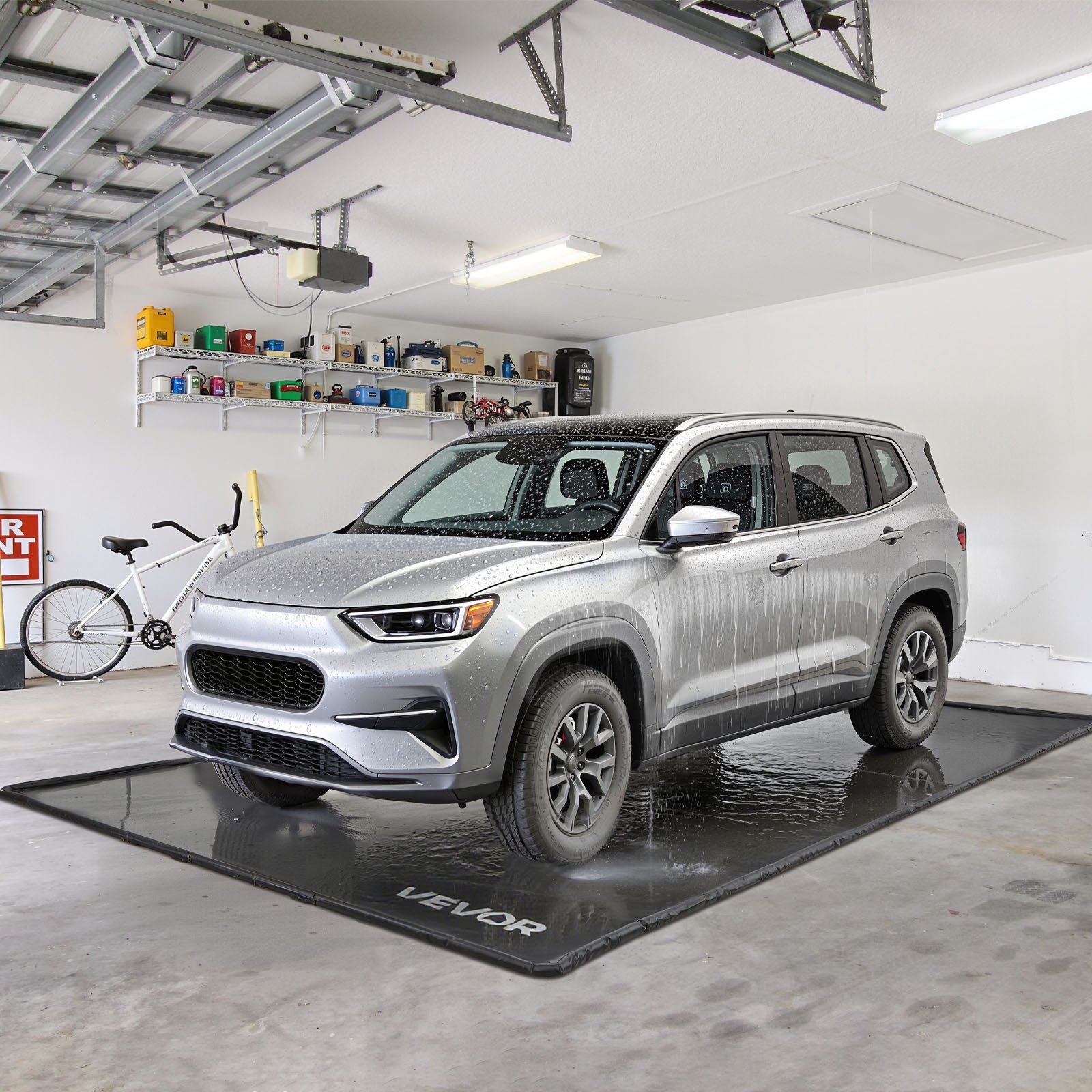 VEVOR Containment Mat Non-Slip Garage Floor Mat 7 ft 9 in x 18 ft Raised Edge