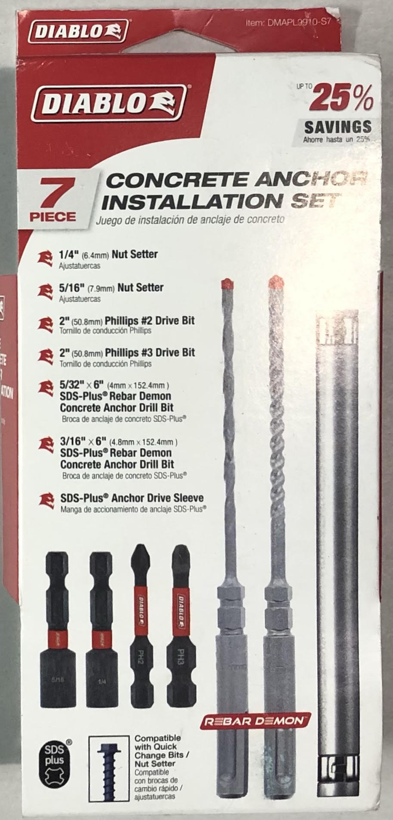 Diablo 7pc Concrete Anchor Drive Installation Set (7-Piece) DMAPL9910-S7