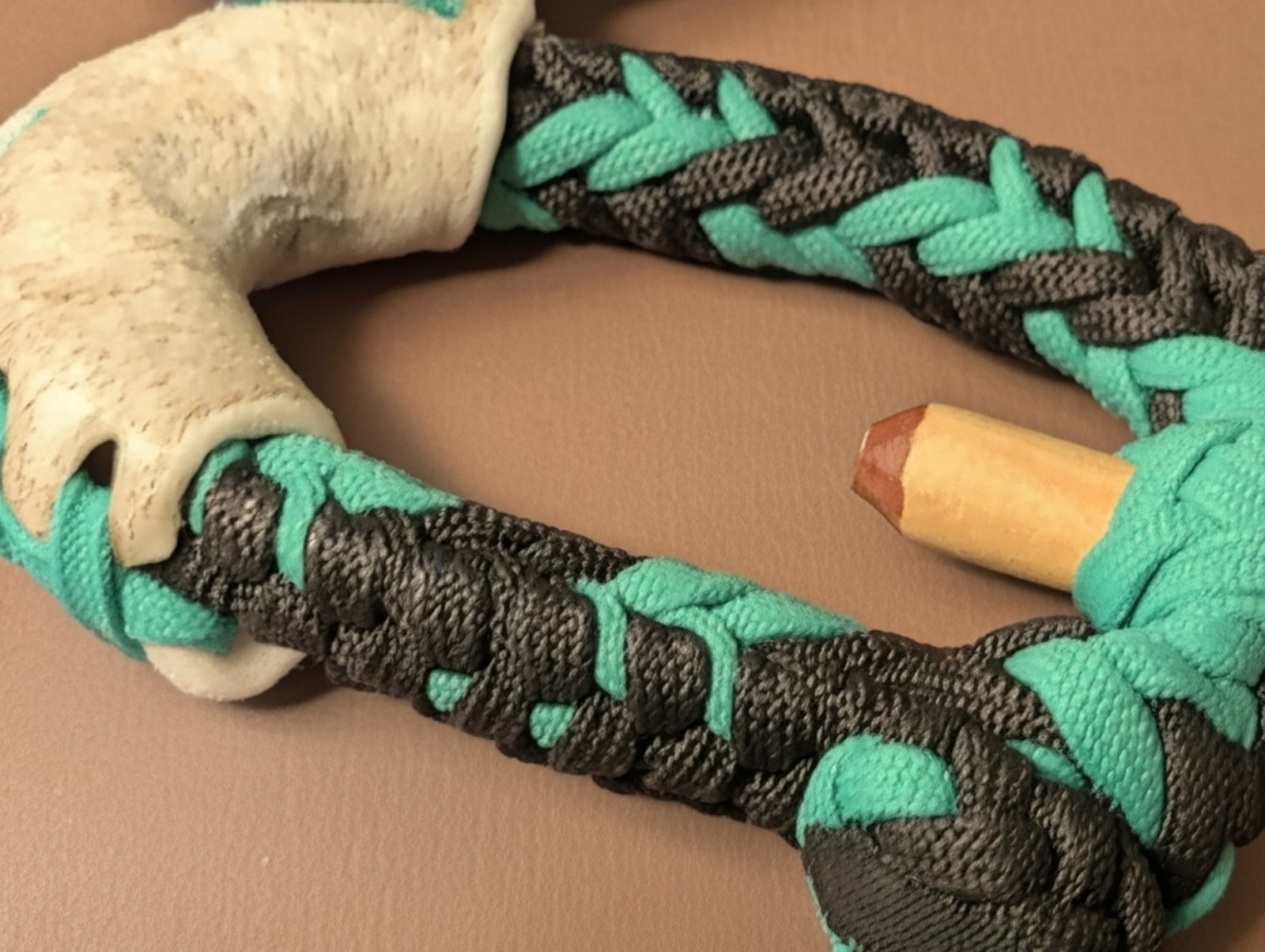 TURQUOISE n BLACK 10 Plait Pryor ParaCord Hondo w/ Bull Rawhide Burner Buckaroo