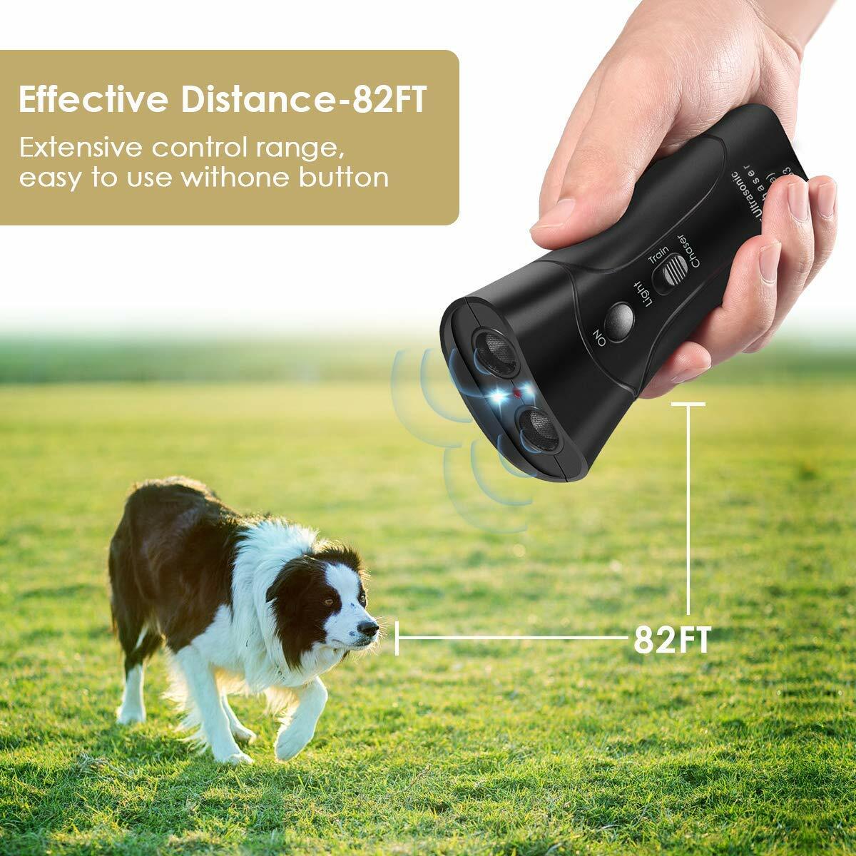Ultrasonic Anti Dog Barking Device Pet Trainer LED Light Gentle Chaser Style USA