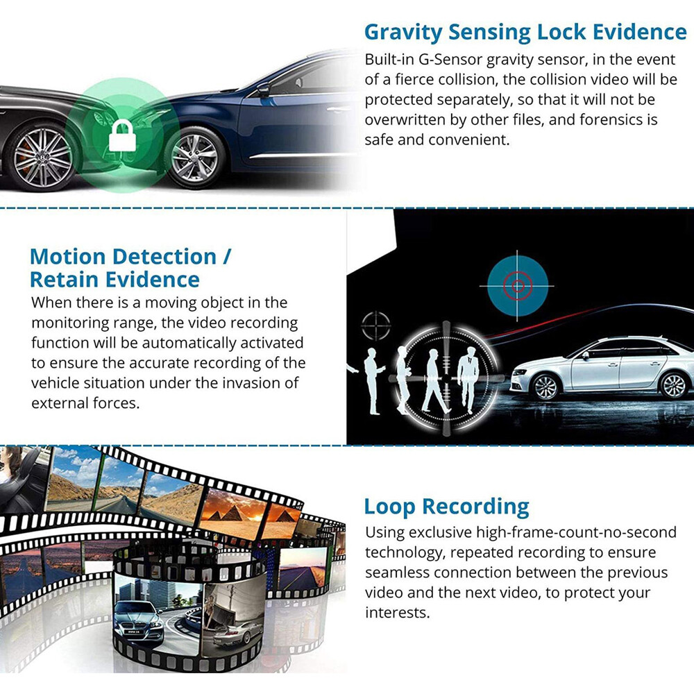 4.5" Car Backup Camera Mirror Dash Cam Recorder Rear View Reverse Parking System