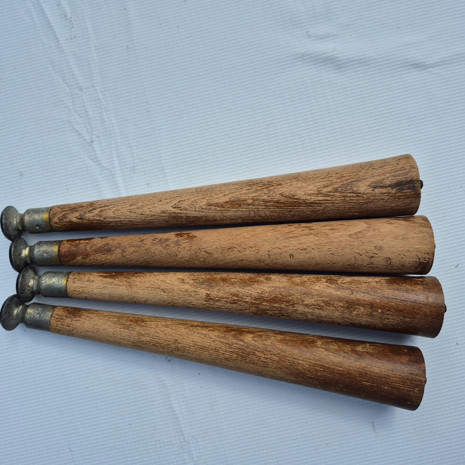 4 Mid Century Modern 12 1/2 Inch Table Legs Tapered, Wood Turned 1950s - 60s