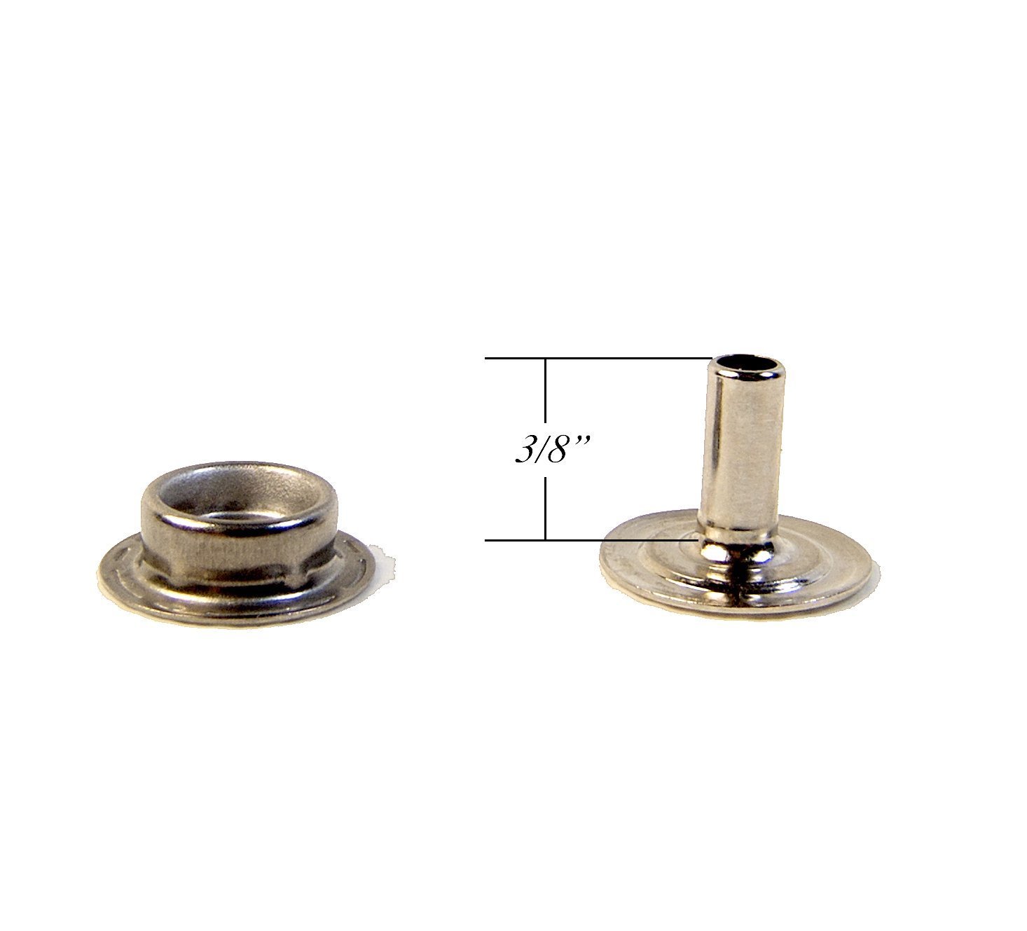 Snap Stud & Eyelet, Eyelet Has 3/8" Long Post for Leather or Thicker Fabrics