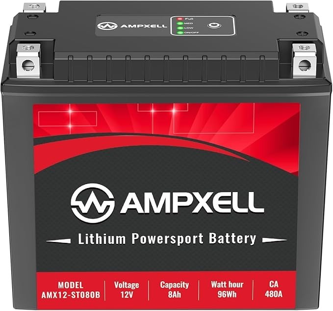AMPXELL Lithium Powersport Battery, 12V, 4Ah, 48W, YTX20L-BS, ETX20L
