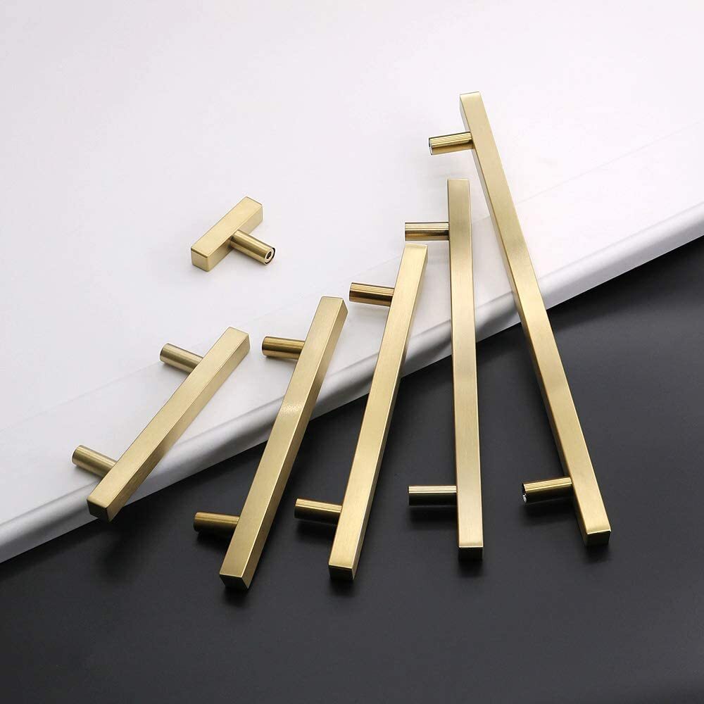 Stainless Steel Kitchen Square Cabinet Handles T Bar Drawer Pulls Black Gold US