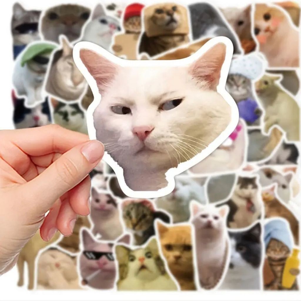 50PCS Funny Cat Stickers Pack Cute Waterproof Vinyl Decals for Laptop Water Bott
