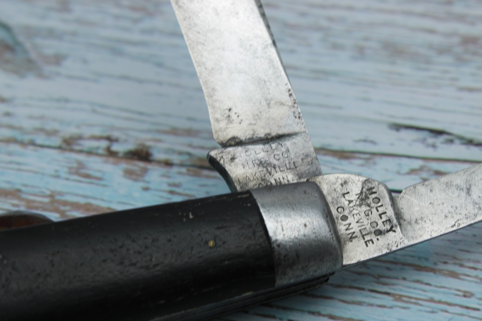 1854-1930 Holley MFG Co. Lakeville Con. Ebony Jack Knife