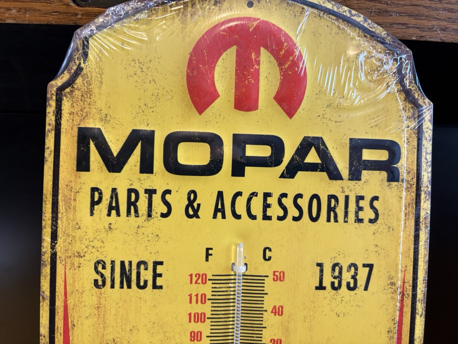 17.5 " Metal Vintage Style Mopar Parts Embossed Thermometer Sign Made USA NIP