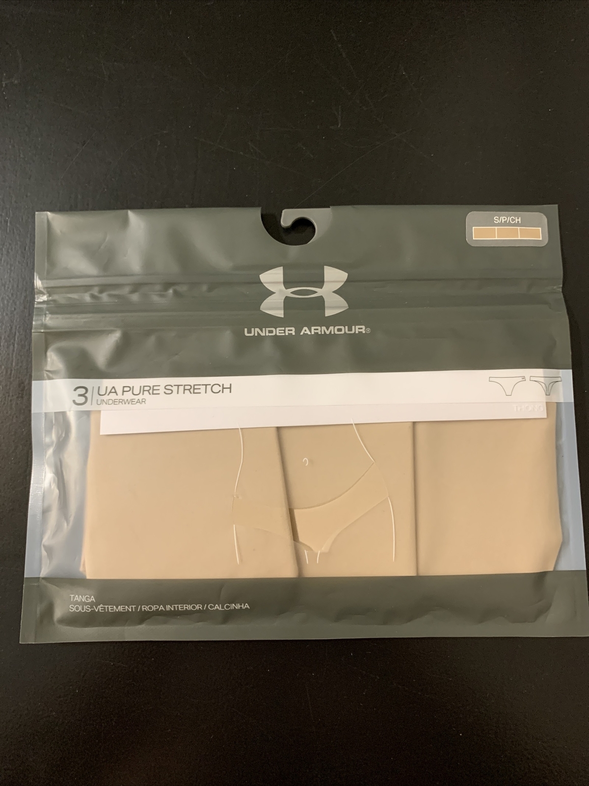 Under Armour Pure Stretch (3 Pack) Womens Thong - Nude NEW Sz Small