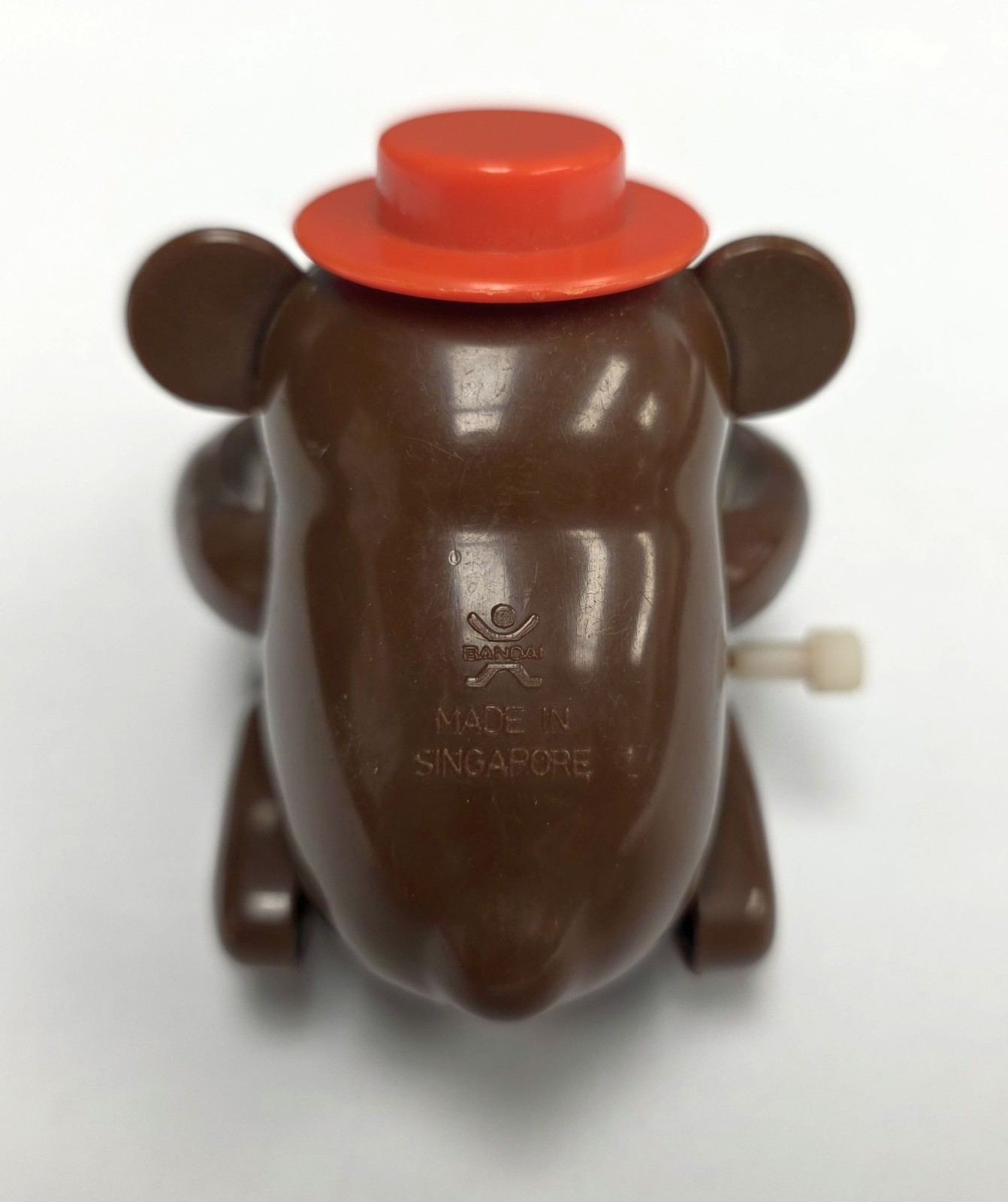 Vtg Bandai Monkey Chimpanzee Wind Up Toy Orange Hat Cymbals WORKS Singapore