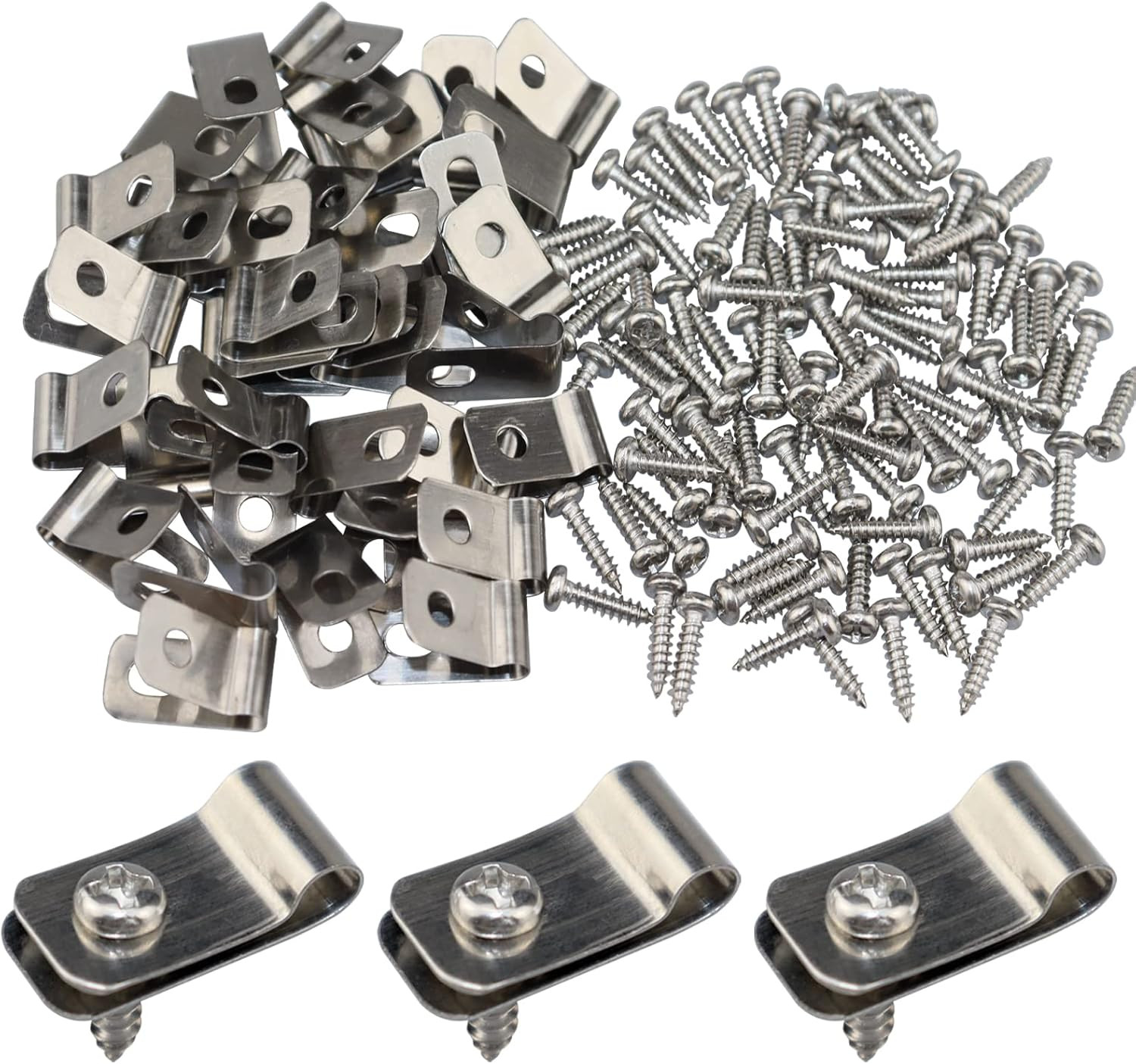 100 Pcs Wire Fence Clips Metal Clamps Stainless Steel Fencing Mounting Clips for