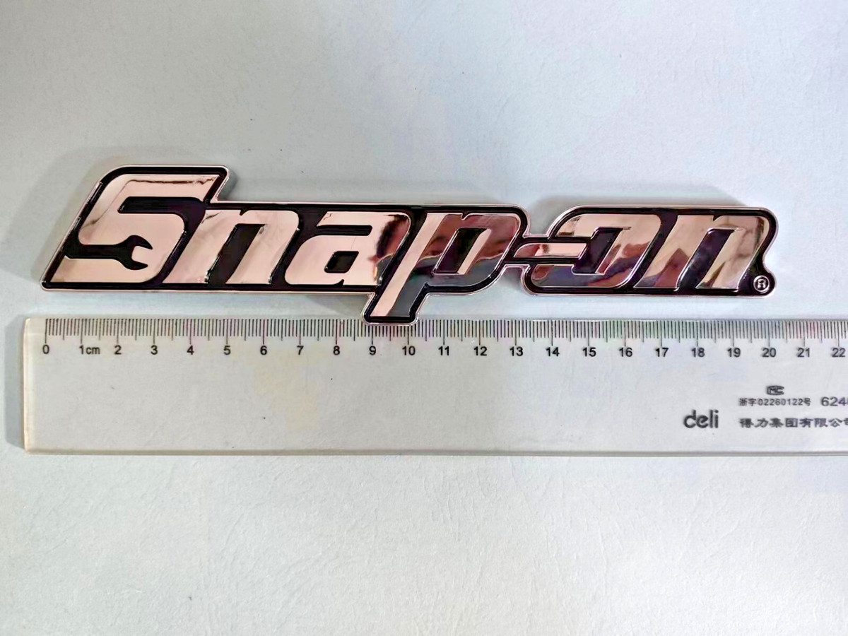 2PCs SNAP-ON TOOL BOX LOGO EMBLEM Chrome Silver Badge Decal 8" INCH LONG - NEW