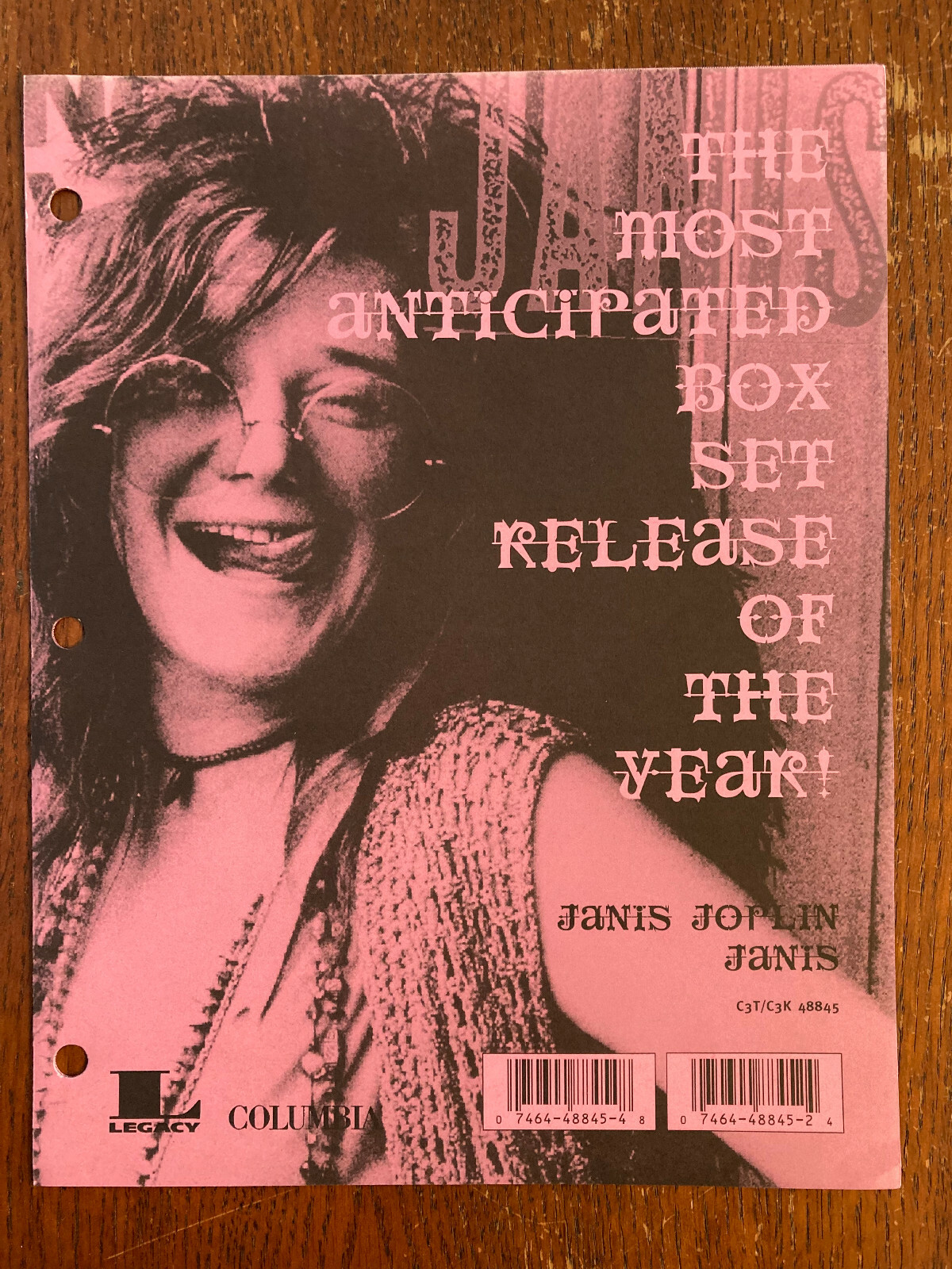 Janis Joplin 'Janis' 1993 RARE Industry Marketing Solicitation Sheet